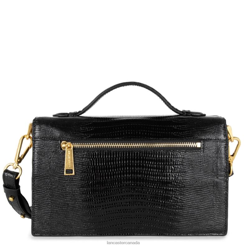 Women Handbag Exotic Lee 4J6H3354 Bag Noir-Lezard Lancaster Paris
