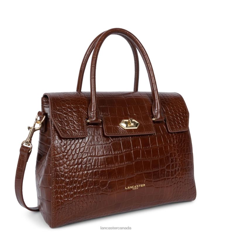 Women Handbag Exotic Lezard & Croco Cn 4J6H3271 Bag Chataigne Lancaster Paris