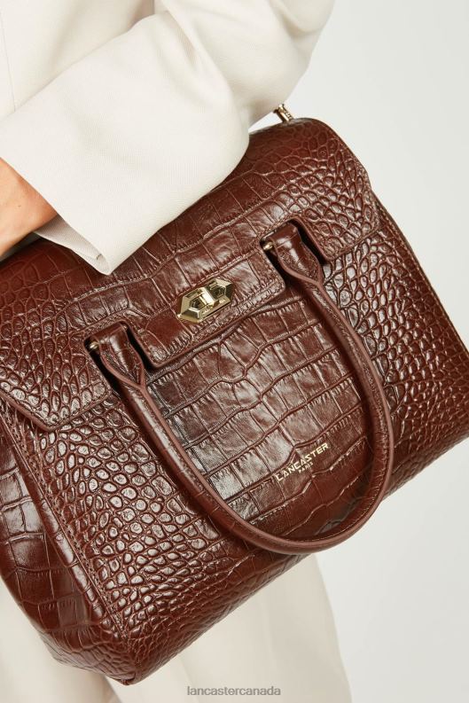 Women Handbag Exotic Lezard & Croco Cn 4J6H3271 Bag Chataigne Lancaster Paris