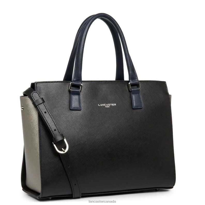 Women Handbag Saffiano Intemporel 4J6H3163 Bag Noir-Gun Metal-Bleu Fonce Lancaster Paris