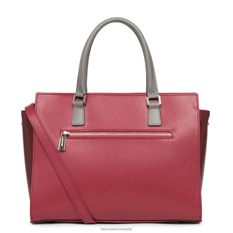Women Handbag Saffiano Intemporel 4J6H3168 Bag Framboise-Bordeaux-Gris Chaud Lancaster Paris
