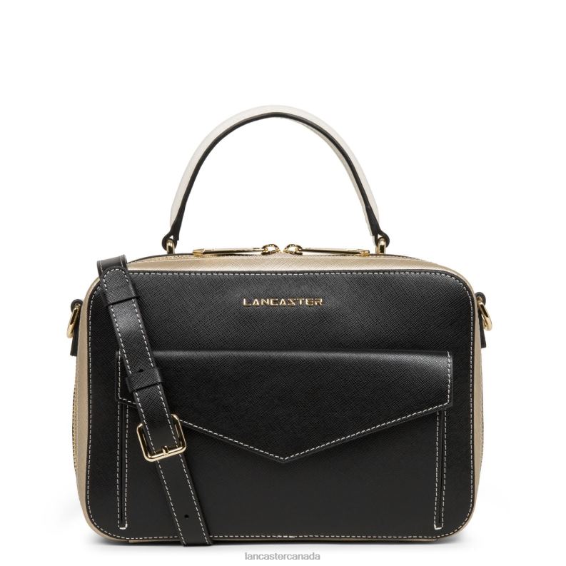 Women Handbag Saffiano Signature 4J6H3449 Bag Noir-Champagne-Ivoire Lancaster Paris