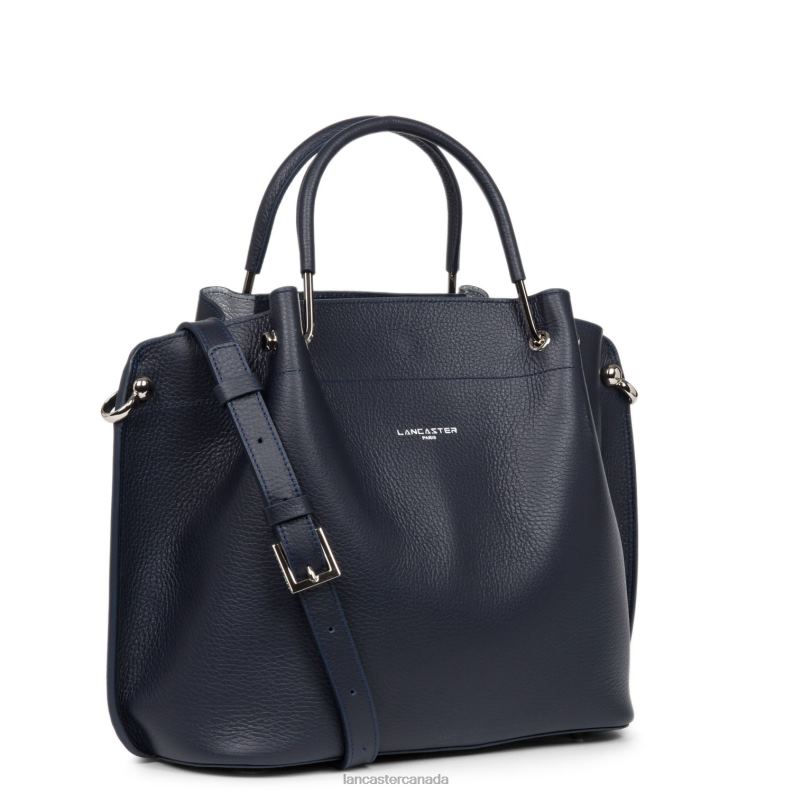 Women Large Handbag Foulonne Double 4J6H2937 Bag Bleu Fonce-In-Argent Lancaster Paris