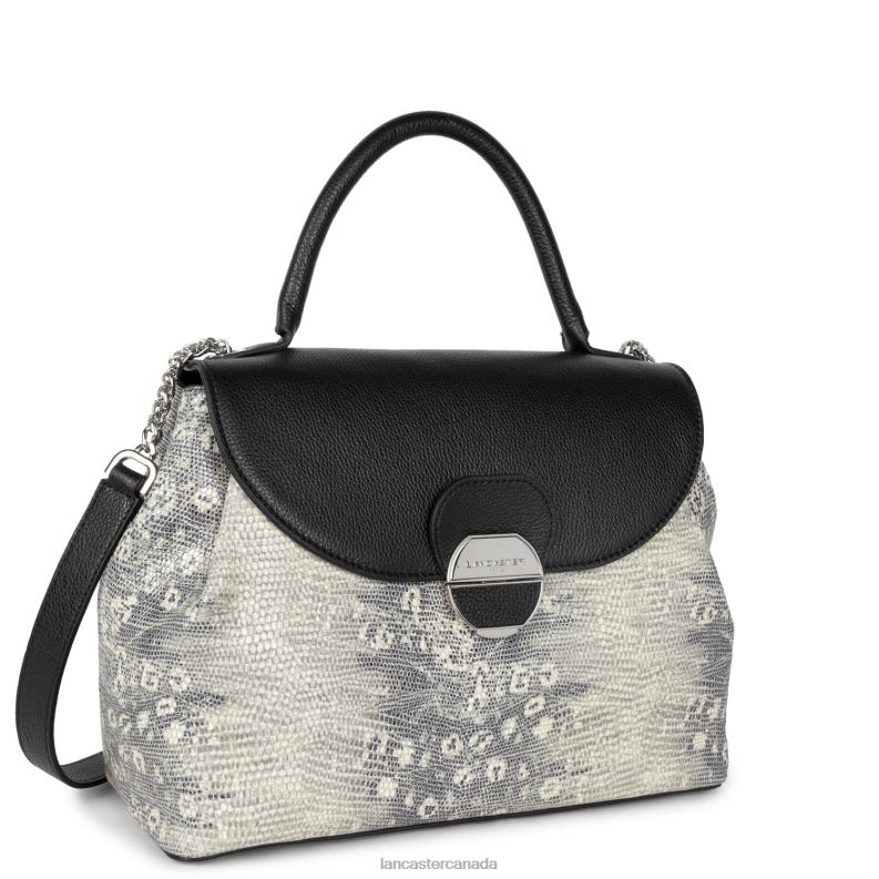 Women Large Handbag Pia 4J6H2673 Bag Noir Iguane Lancaster Paris