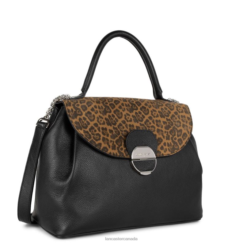 Women Large Handbag Pia 4J6H2677 Bag Noir-Leopard Lancaster Paris