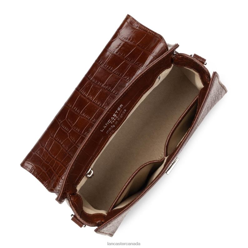 Women M Handbag Exotic Lezard & Croco Fr 4J6H2457 Bag Chataigne Lancaster Paris