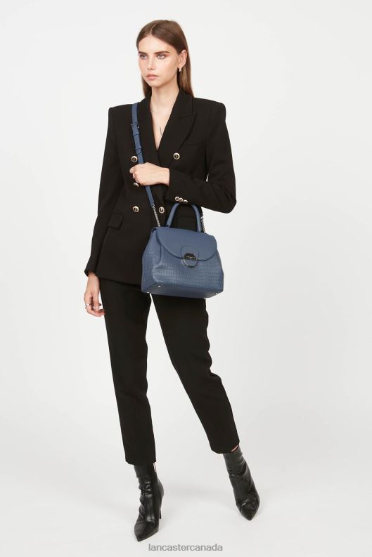 Women M Handbag Pia 4J6H2656 Bag Bleu Croco Lancaster Paris