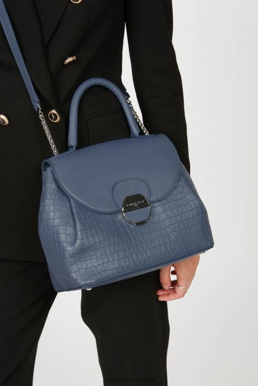 Women M Handbag Pia 4J6H2656 Bag Bleu Croco Lancaster Paris