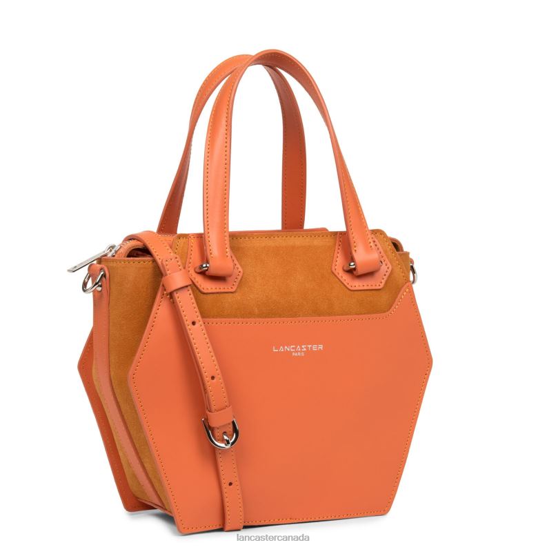 Women M Handbag Smooth Ruche 4J6H3665 Bag Orange Lancaster Paris