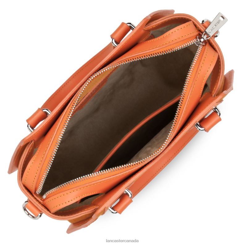 Women M Handbag Smooth Ruche 4J6H3665 Bag Orange Lancaster Paris