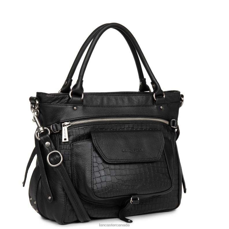Women M Handbag Soft Vintage Nova 4J6H3176 Bag Noir Croco Lancaster Paris