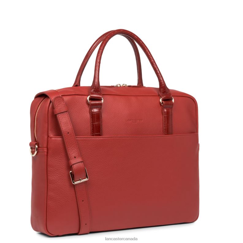 Women Portfolio Document Holder Bag Mademoiselle Business 4J6H3025 Bag Rouge Croco Lancaster Paris