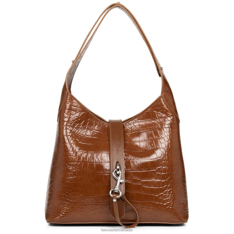 Women Hobo Bag Exotic Croco Fr 4J6H4418 Bag Caramel Lancaster Paris