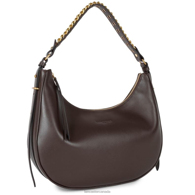 Women Large Hobo Bag Aria 4J6H3230 Bag Marron Fonce Lancaster Paris
