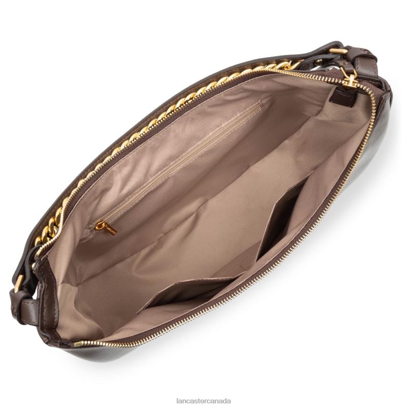 Women Large Hobo Bag Aria 4J6H3230 Bag Marron Fonce Lancaster Paris