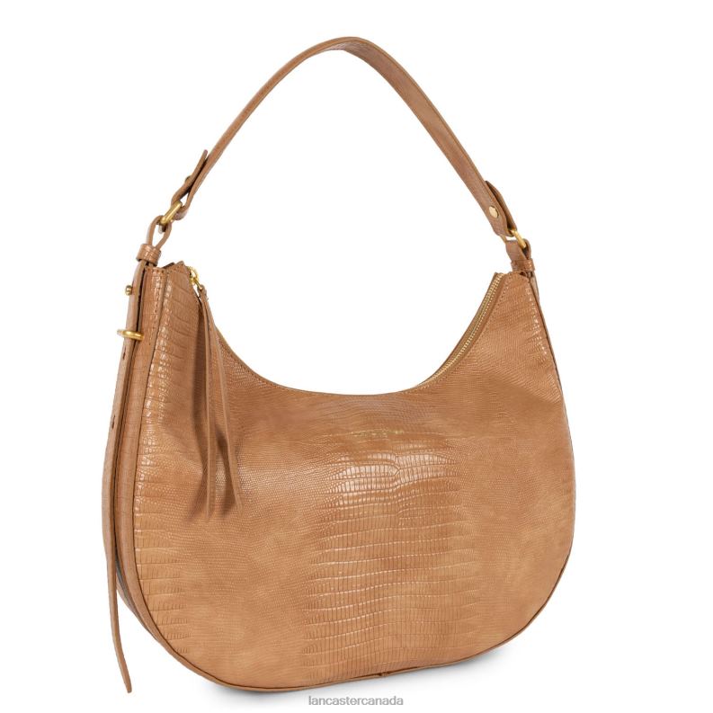 Women Large Hobo Bag Exotic Lezard & Croco Cn 4J6H3241 Bag Camel-Lezard Lancaster Paris