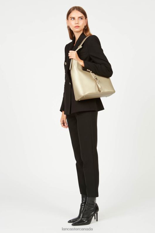 Women Large Hobo Bag Foulonne Double Hook 4J6H2882 Bag Champagne-In-Nude Lancaster Paris