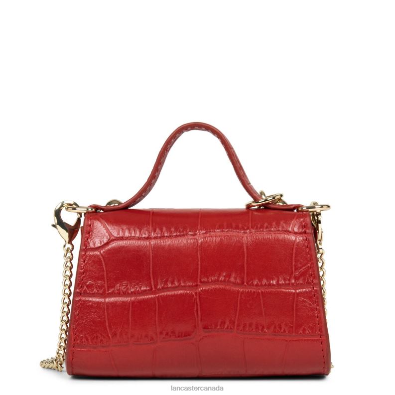 Women Mini Coin Purse Exotic Lezard & Croco Cn 4J6H253 Bag Rouge Lancaster Paris