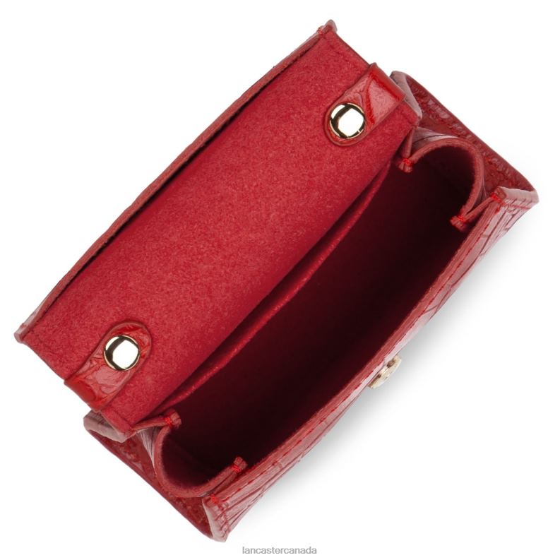 Women Mini Coin Purse Exotic Lezard & Croco Cn 4J6H253 Bag Rouge Lancaster Paris