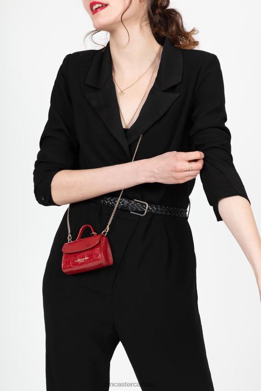 Women Mini Coin Purse Exotic Lezard & Croco Cn 4J6H253 Bag Rouge Lancaster Paris