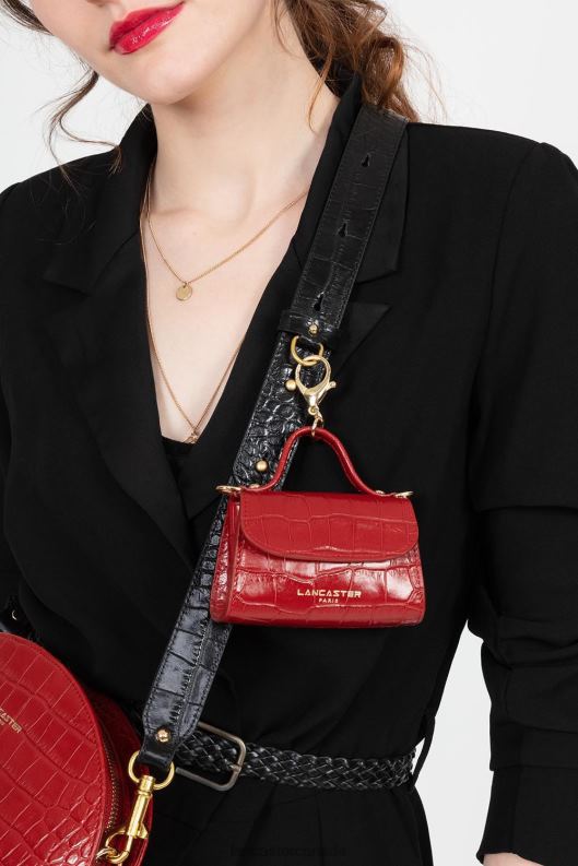 Women Mini Coin Purse Exotic Lezard & Croco Cn 4J6H253 Bag Rouge Lancaster Paris