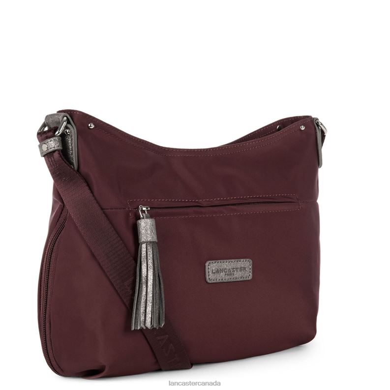 Women Shoulder Bag Basic Pompon 4J6H4048 Bag Bordeaux-Gun Metal Lancaster Paris