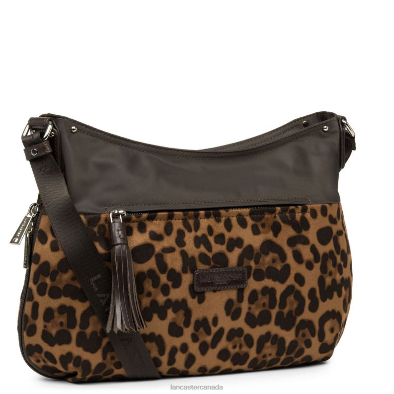 Women Shoulder Bag Basic Pompon 4J6H4049 Bag Marron Leopard Lancaster Paris