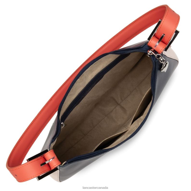 Women Shoulder Bag Smooth 4J6H4398 Bag Bleu Fonce-Galet Rose-Pasteque Lancaster Paris