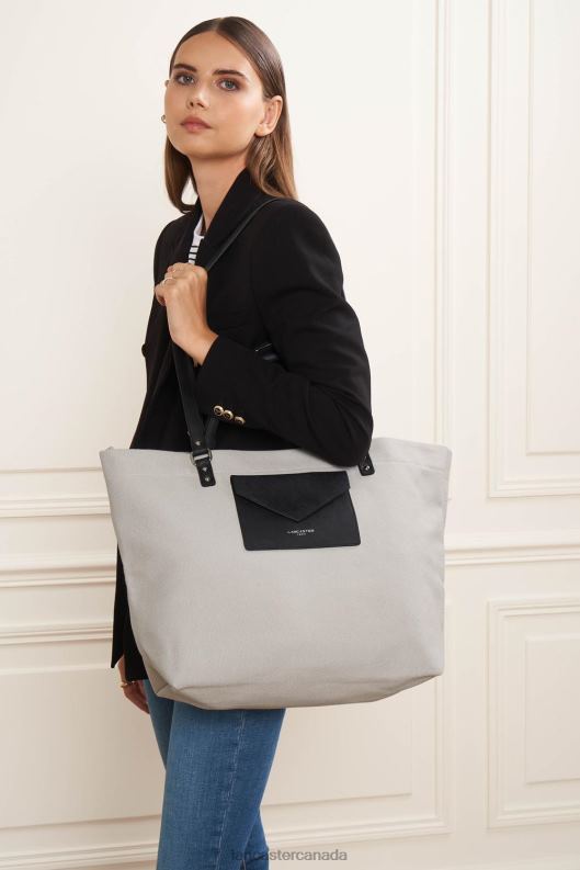 Women Extra Large Tote Bag Canvas Conscious 4J6H4484 Bag Gris Clair Lancaster Paris