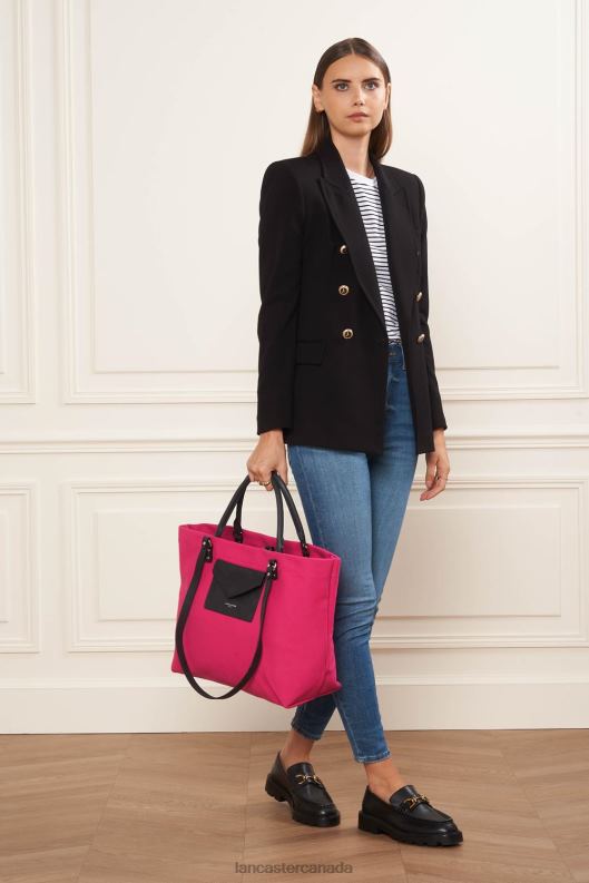 Women Extra Large Tote Bag Canvas Conscious 4J6H4486 Bag Fuxia Lancaster Paris