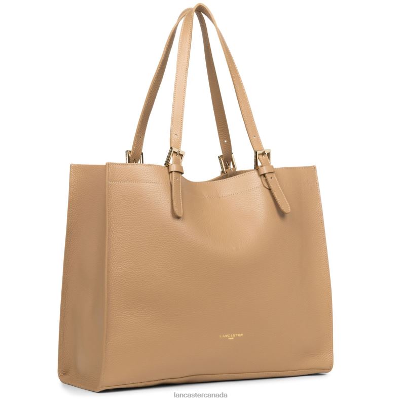 Women Extra Large Tote Bag Foulonne Double 4J6H3813 Bag Naturel-In-Beige Lancaster Paris