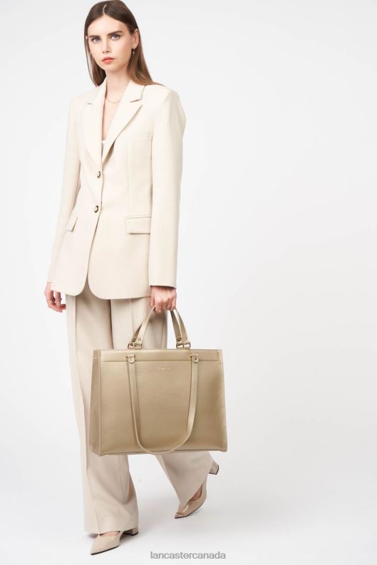 Women Extra Large Tote Bag Foulonne Double 4J6H4522 Bag Champagne-In-Nude Lancaster Paris