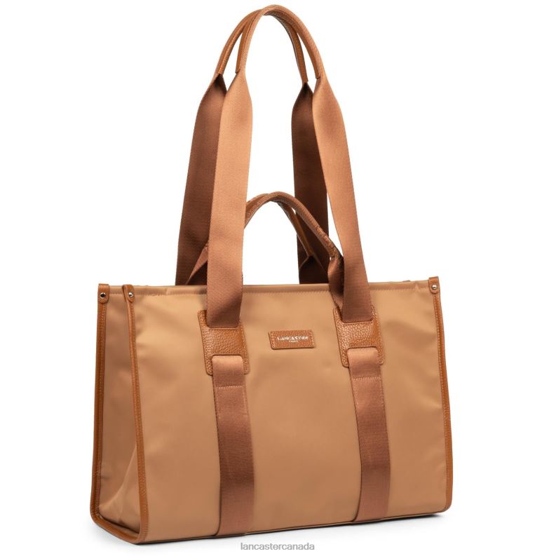 Women Large Tote Bag Basic Faculty 4J6H4477 Bag Camel Lancaster Paris