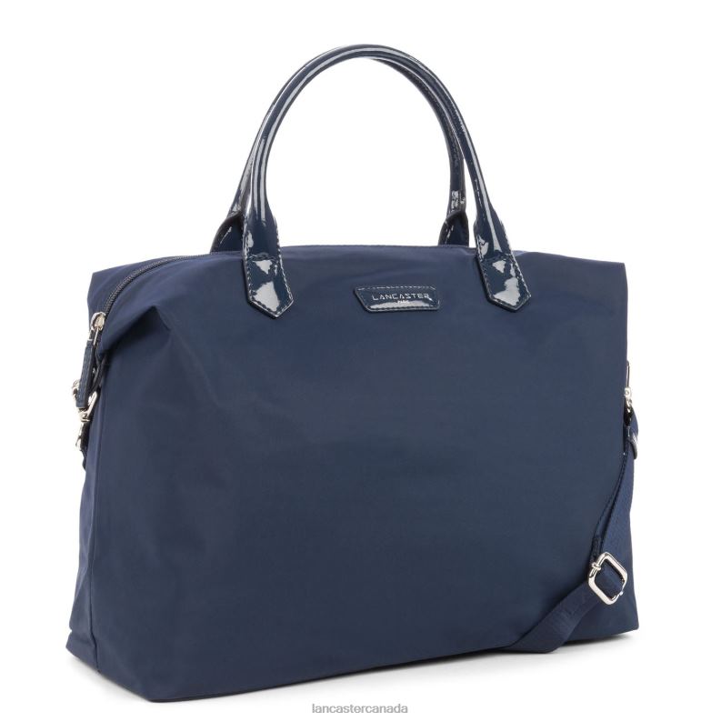 Women Large Tote Bag Basic Verni 4J6H3056 Bag Bleu Fonce Lancaster Paris