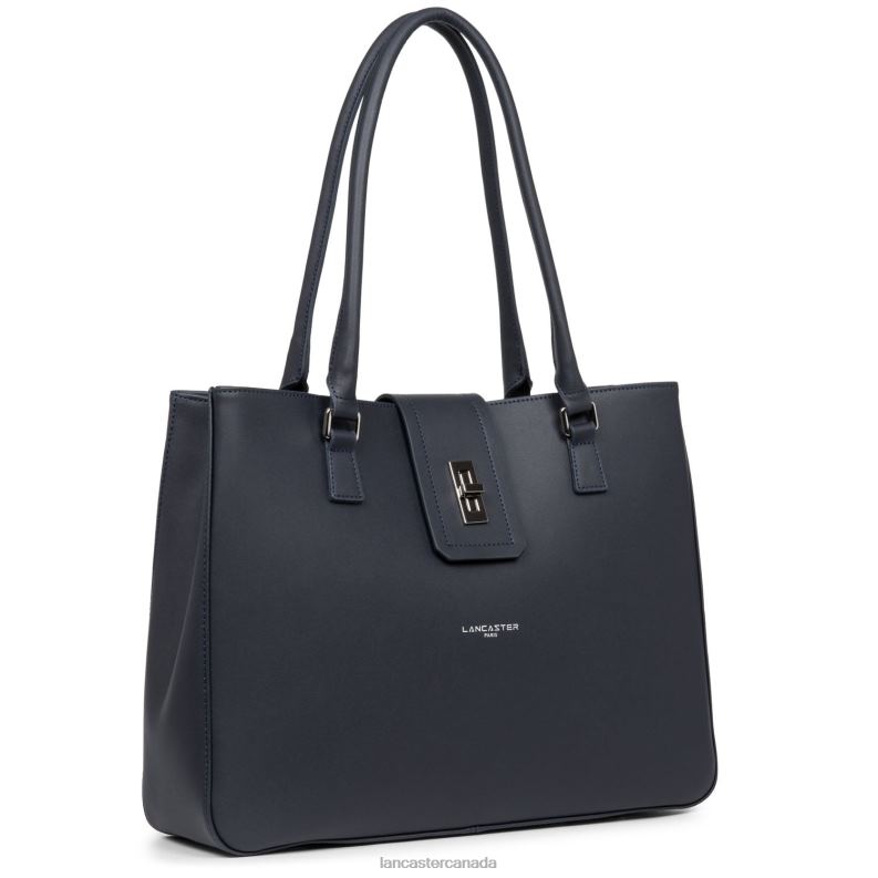 Women Large Tote Bag City Mae 4J6H4428 Bag Bleu Fonce Lancaster Paris