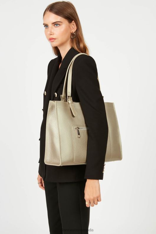 Women Large Tote Bag Foulonne Double 4J6H2905 Bag Champagne-In-Nude Lancaster Paris