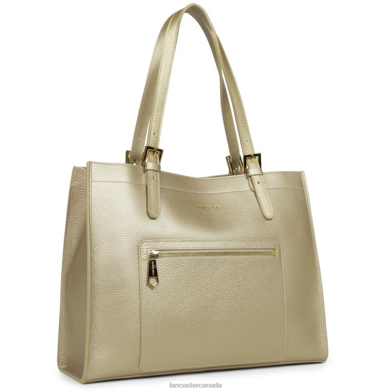 Women Large Tote Bag Foulonne Double 4J6H2905 Bag Champagne-In-Nude Lancaster Paris