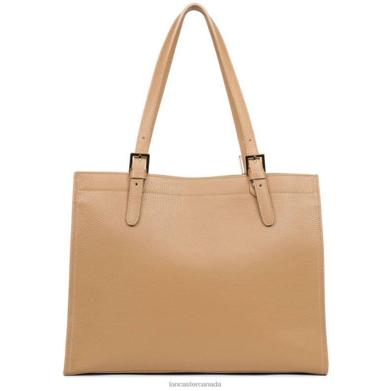 Women Large Tote Bag Foulonne Double 4J6H2912 Bag Naturel-In-Beige Lancaster Paris