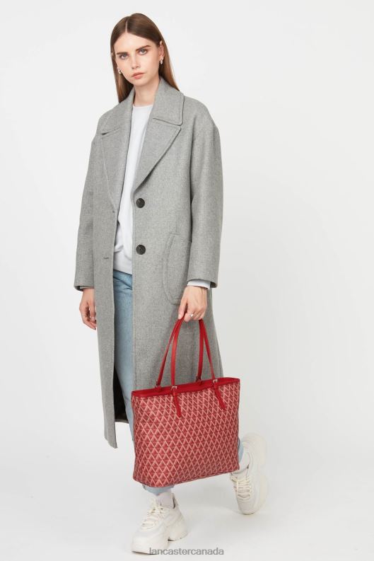 Women Large Tote Bag Ikon 4J6H2518 Bag Carmin Lancaster Paris