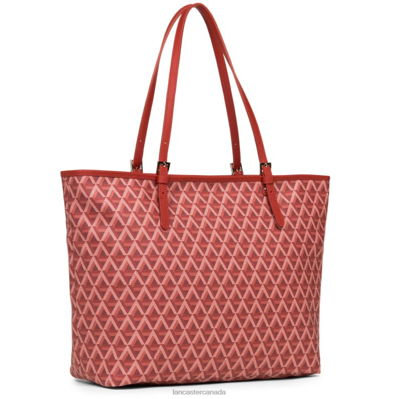 Women Large Tote Bag Ikon 4J6H2518 Bag Carmin Lancaster Paris