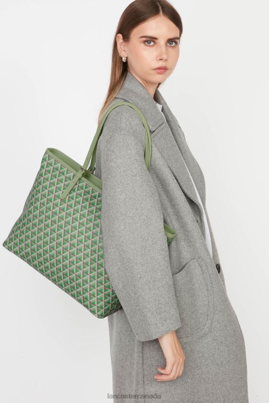 Women Large Tote Bag Ikon 4J6H2519 Bag Vert Lancaster Paris
