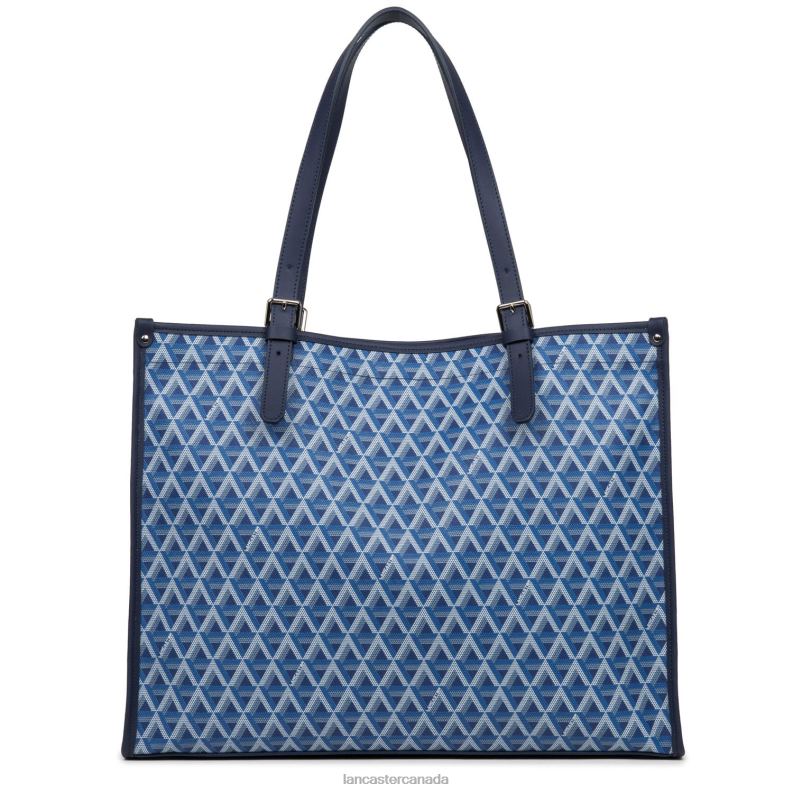 Women Large Tote Bag Ikon 4J6H3877 Bag Bleu Electrique Lancaster Paris