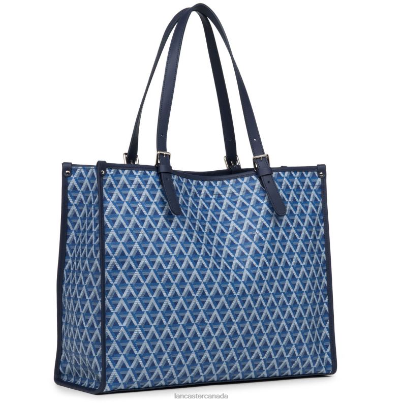 Women Large Tote Bag Ikon 4J6H3877 Bag Bleu Electrique Lancaster Paris