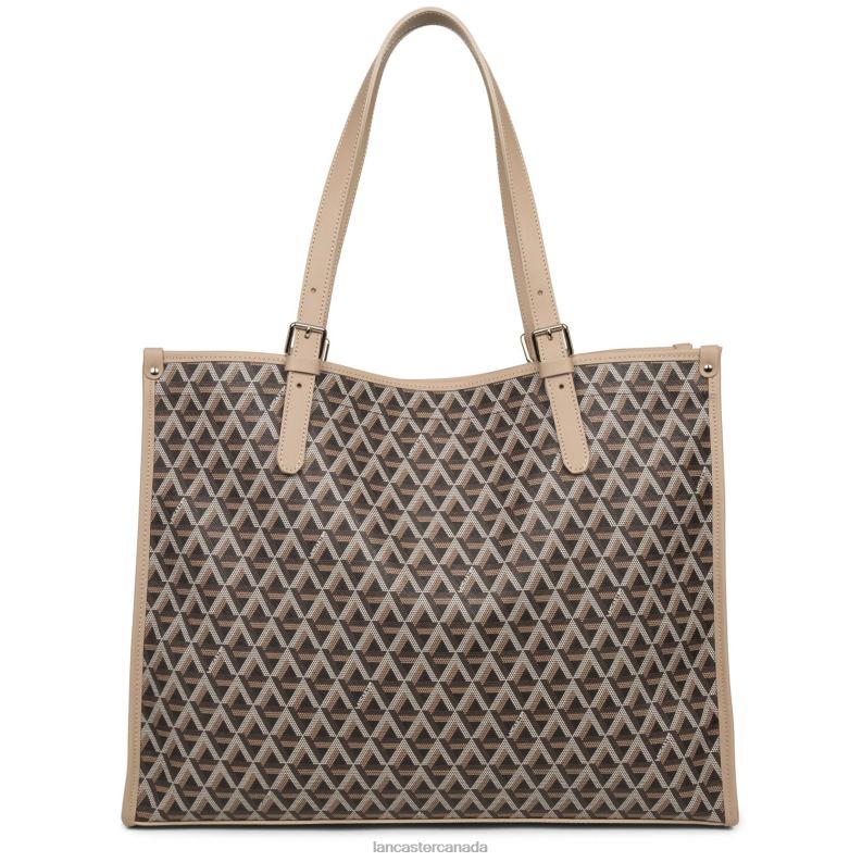 Women Large Tote Bag Ikon 4J6H3880 Bag Marron-Nude Lancaster Paris