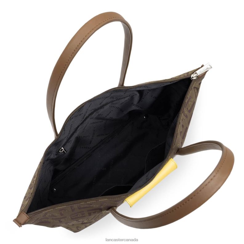 Women Large Tote Bag Logo Kba 4J6H2858 Bag Marron-Vison-Jaune Lancaster Paris