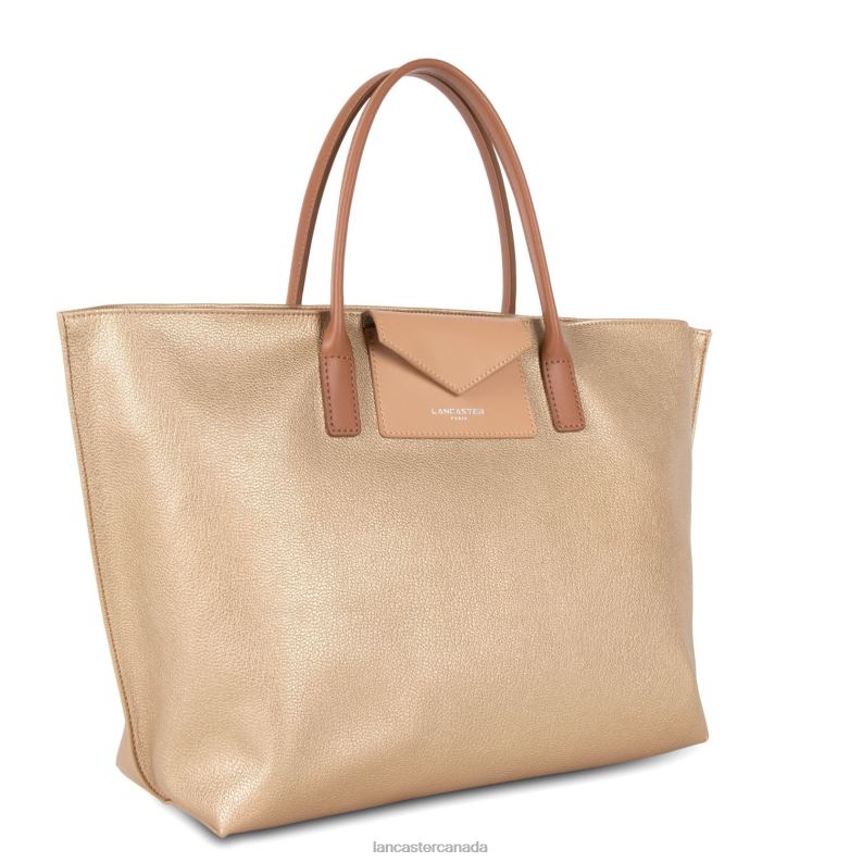 Women Large Tote Bag Maya 4J6H742 Bag Or Mat-Naturel-Camel Lancaster Paris