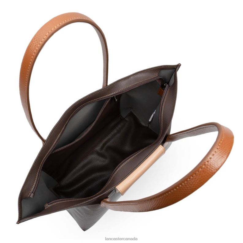 Women Large Tote Bag Maya Lightweight 4J6H717 Bag Marron-Naturel-Camel Lancaster Paris