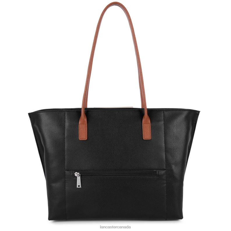 Women Large Tote Bag Maya Lightweight 4J6H718 Bag Noir-Galet Rose-Cognac Lancaster Paris