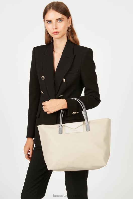 Women Large Tote Bag Maya Lightweight 4J6H721 Bag Beige-Ecru-Or Rose Lancaster Paris