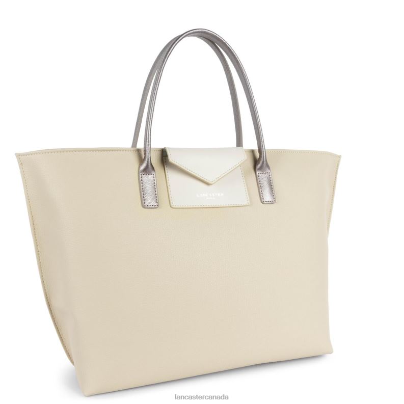 Women Large Tote Bag Maya Lightweight 4J6H721 Bag Beige-Ecru-Or Rose Lancaster Paris